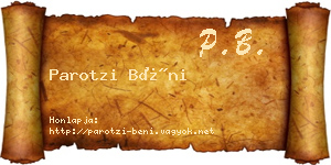 Parotzi Béni névjegykártya